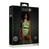 Ouch! Glow Ensemble Bustier et Culotte Filet Vert Fluo